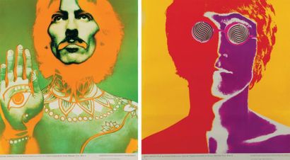 null Deux affiches: AVEDON, RICHARD (1923-2004) Georges Harrison. 1967. John Lennon....
