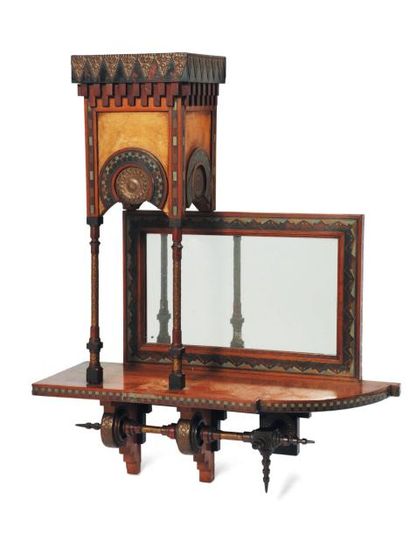 CARLO BUGATTI (1856-1940) Petite étagère En bois tourné à décor géométrique mauresque...