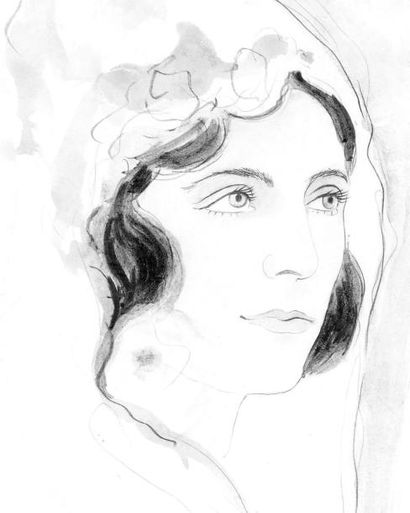 FRANCIS PICABIA (1879-1953) Portrait d'espagnole, 1918-1920 Aquarelle et crayon sur...