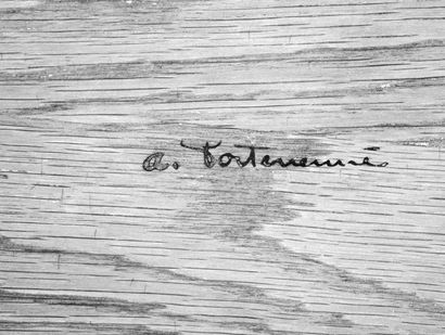 ALFRED PORTENEUVE (1896-1949) Table à jeu En palissandre Signée. Vers 1930. H_76...