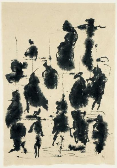 HENRI MICHAUX (1899-1984) Sans titre, circa 1960 Encre de Chine sur papier. Signée...