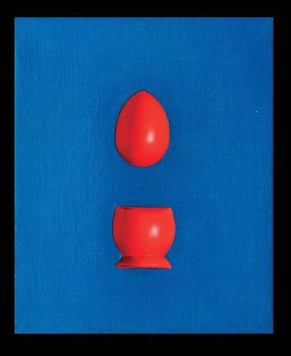 ROY ADZAK (1927-1988) Empreinte d'oeuf et coquetier, 1965 Huile sur toile et plâtre....