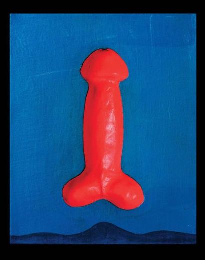 ROY ADZAK (1927-1988) Penis, 1966 Huile sur toile et plâtre. Signé et daté au dos....