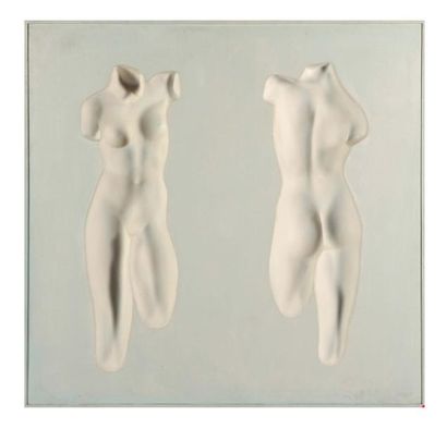 ROY ADZAK (1927-1988) Venus, Positive-Négative Bois et plâtre peint. Signé, situé...