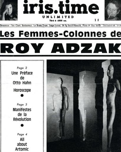 ROY ADZAK (1927-1988) Femme-colonne, 1968 Bois et plâtre peint. H_227 cm L_48 cm...