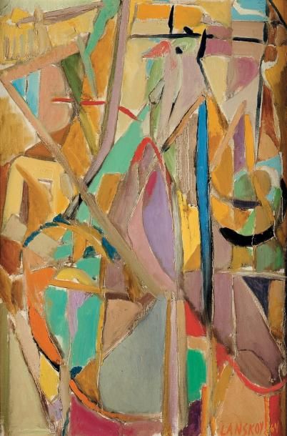 ANDRÉ LANSKOY (1902-1976) Composition, 1964 Huile sur toile. Signée et datée en bas...