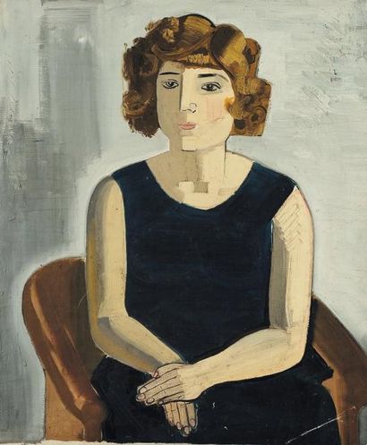 JEAN BRUSSELMANS (1884-1953) Portrait d'une jeune fille, 1937 Huile sur toile. Portrait...