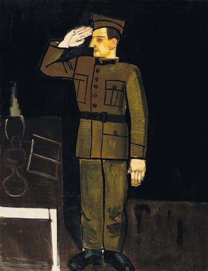JEAN BRUSSELMANS (1884-1953) Le Soldat, 1933 Huile sur toile. Le modèle de ce tableau...