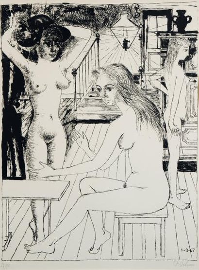 PAUL DELVAUX (1897-1994) Les jeunes filles, 1967 Lithographie signée et numérotée...