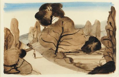 ANDRÉ DERAIN (1880-1954) Paysage Aquarelle sur papier. Signée en bas à droite. H_33,5...