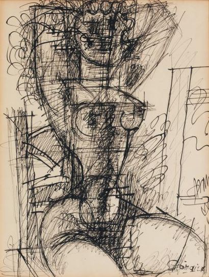 MARCEL GROMAIRE (1892-1971) Nu Encre sur papier. Signée en bas à droite. H_33 cm...