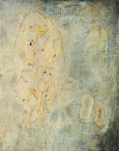 RENÉ GUIETTE (1893-1976) Face à face, 1956 Huile, tissu et sable sur toile Signé...