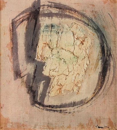 JEAN FAUTRIER (1898-1964) Le visage de l'homme, circa 1950 Huile sur papier marouflé...