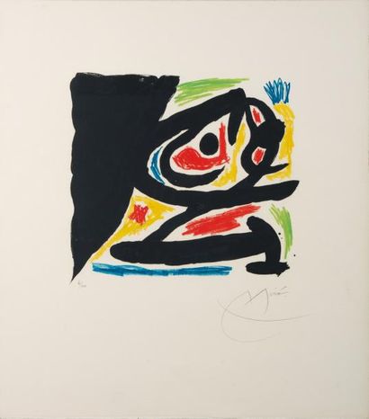 JOAN MIRO (1893-1983) Maître graveur Contemporain, 1970 Lithographie en couleur....