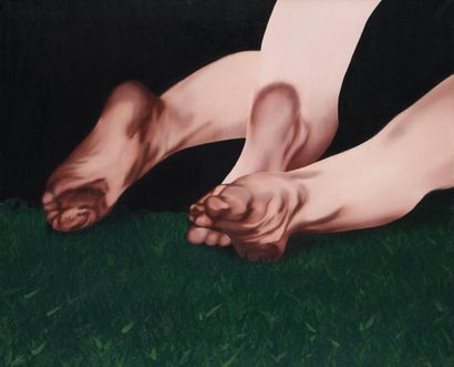 ANTONIO RECALCATI (NÉ EN 1938) Les pieds, 1972 Huile sur toile. Signée et datée au...
