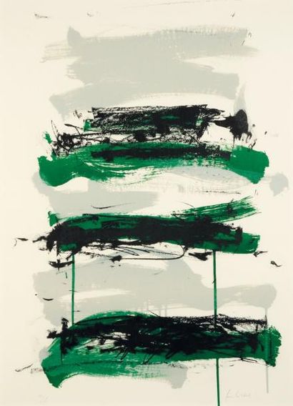 JOAN MITCHELL (1925-1992) Champs, 1991 (grey black and green) Lithographie en couleurs....