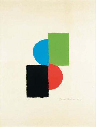 SONIA DELAUNAY (1885-1979) Composition Lithographie en couleurs. Signée et numérotée...