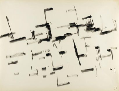 JACQUES GERMAIN (1915-2001) Composition, 1981 Encre de Chine sur papier. Signée et...