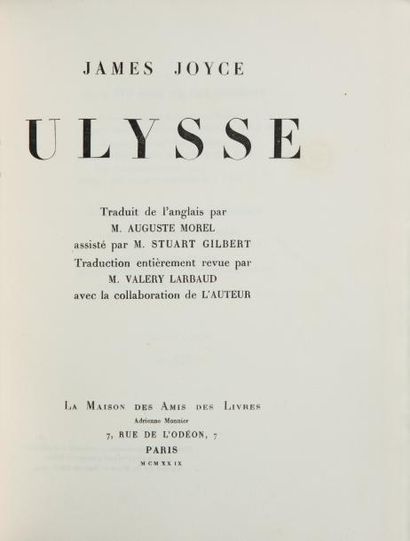JOYCE (James) Ulysse. Traduit de l'anglais par M. Auguste Morel, assisté par M. Stuart...