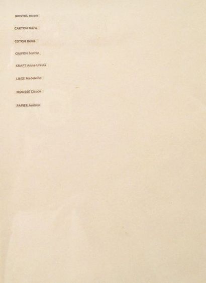 Valérie Mréjean (Née en 1969) Directory page. Ink on paper. H_20,7 cm W_21 cm 