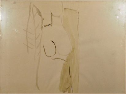 Patricia Noblet (Née en 1947) Composition. Aquarelle sur papier. H_63 cm L_85 cm...