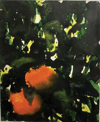 YVES OPPENHEIM (NÉ EN 1948) Orange. Peinture sur papier. H_30,5 cm L_25 cm 