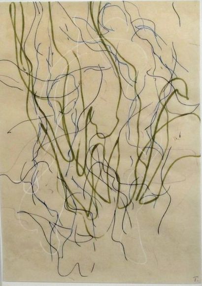 Gérard TRAQUANDI (né en 1952) Sans titre. Encre sur papier. H_34,5 cm L_24,5 cm