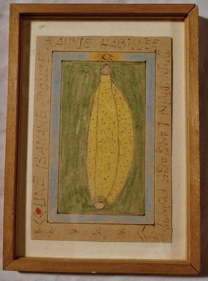 Frédéric Bruly Bouabré ( 1921–2014) A banana, 2000, coloured pencil drawing on cardboard....