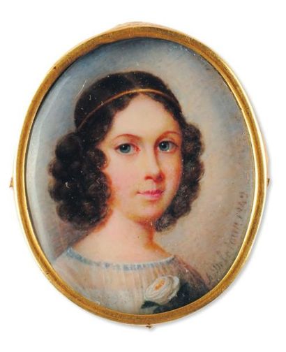 ALEXANDRE DELATOUR (BRUXELLES 1780-BRUXELLES 1858) Portrait de Sarah Toussaint (1839-1848)...