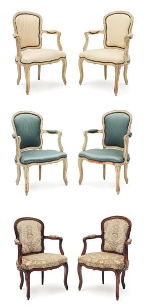 null Suite de six fauteuils à dossier en cabriolet Époque Louis XV (restaurations...