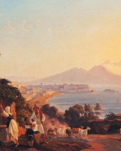 CARL WILHELM GÖTZLOFF (DRESDE 1799 - NAPLES 1866) Vues d'Italie « Naples du Posilip...