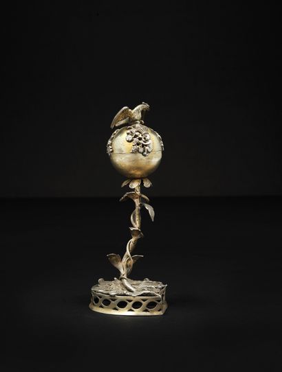 null A polish silver spice box
Circa 1840
Richly decorated model, featuring notably...