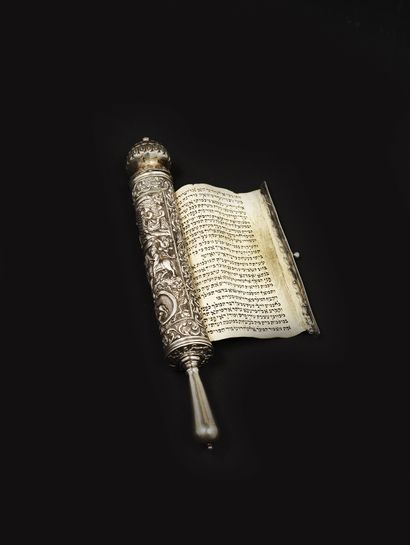 null A Galician silver Esther Scroll case
Late 18th century
A very elaborate case...
