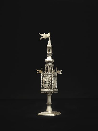 A Moravian silver spice tower Late 18th century...