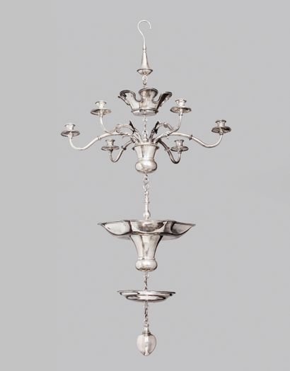 A highly important Dutch silver shabbat lamp...