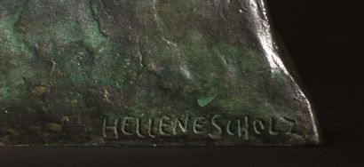 HÉLÈNE ZELEZNY-SCHOLTZ (1882-1974) 
Sculpture en bronze « la lecture du journal »,...