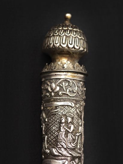 null A Galician silver Esther Scroll case
Late 18th century
A very elaborate case...