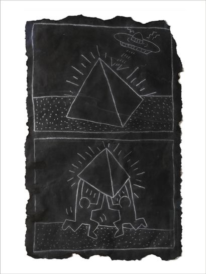 Keith Haring (1958-1990) Subway drawing, circa 1980
Dessin à la craie sur papier.
Chalk...