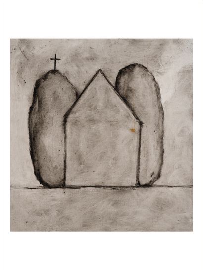Loïc LE GROUMELLEC (né en 1957) Megaliths and House, 1990
Lacquer on canvas.
Signed,...