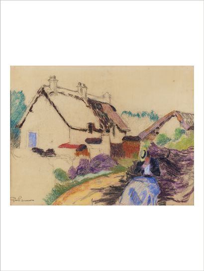 Armand GUILLAUMIN (1841-1927) Paysage aux maisons
Pastel on paper.
Signed lower left.
Pastel...