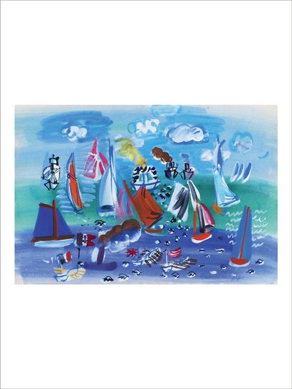 Raoul DUFY (1877-1953) Visite de l'escadre anglaise au Havre, circa 1925
Gouache...