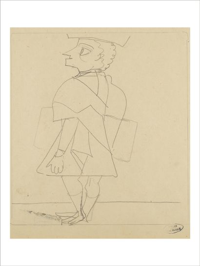 André DERAIN (1880-1954) Personnage Crayon sur papier. Cachet de l'atelier en bas...