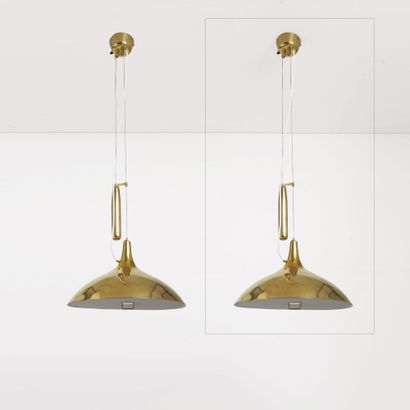 Paavo Tynell (1890-1973) Hanging lamp model "A 1965"
Gilt brass and fabric
Gilt brass...