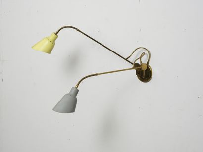 Angelo LELII (1911-1979) Wall lamp
Polished brass and lacquered aluminium
Polished...