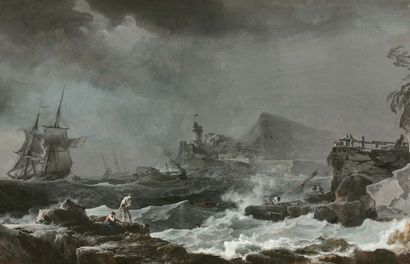 ALEXANDRE JEAN NOEL (BRIE-COMTE-ROBERT 1752 - PARIS 1834) 
Scène de tempête au navire...
