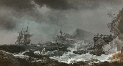 ALEXANDRE JEAN NOEL (BRIE-COMTE-ROBERT 1752 - PARIS 1834) 
Scène de tempête au navire...