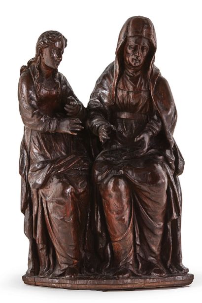 null SAINTE ANNE TRINITAIRE en chêne sculpté, dos ébauché.
La Mère de La Vierge,...