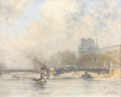 ALEXIS VOLLON (PARIS 1865 - ? 1945) 
Vue des quais de Seine avec le Louvre
Sur sa...