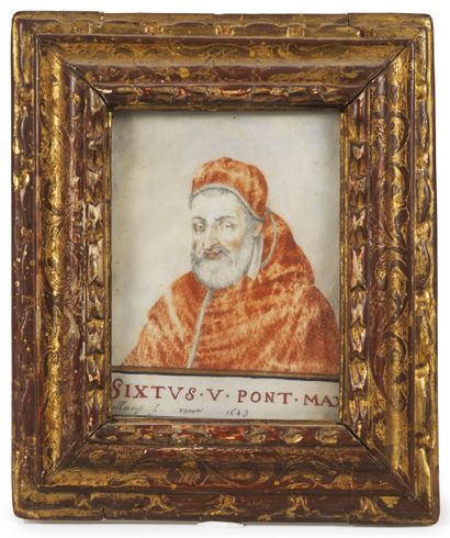 HENRI BELLANGE (1613 - APRÈS 1643) 
Le Pape Sixte V Crayon noir et sanguine sur velin.
H_12...