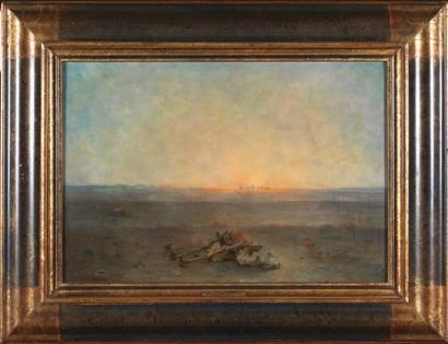 Gustave GUILLAUMET (1840 - 1887) 
Etude pour le désert conservé au musée d'Orsay
Huile...